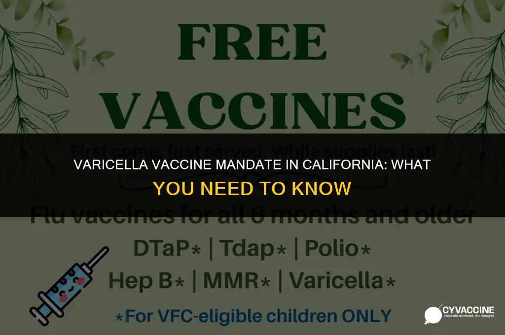 is varicella vaccine mandatory in california