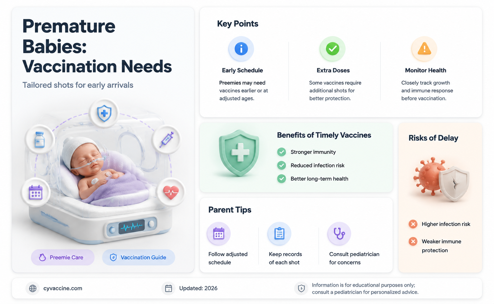 are premature babies vaccinated the same as full term babies