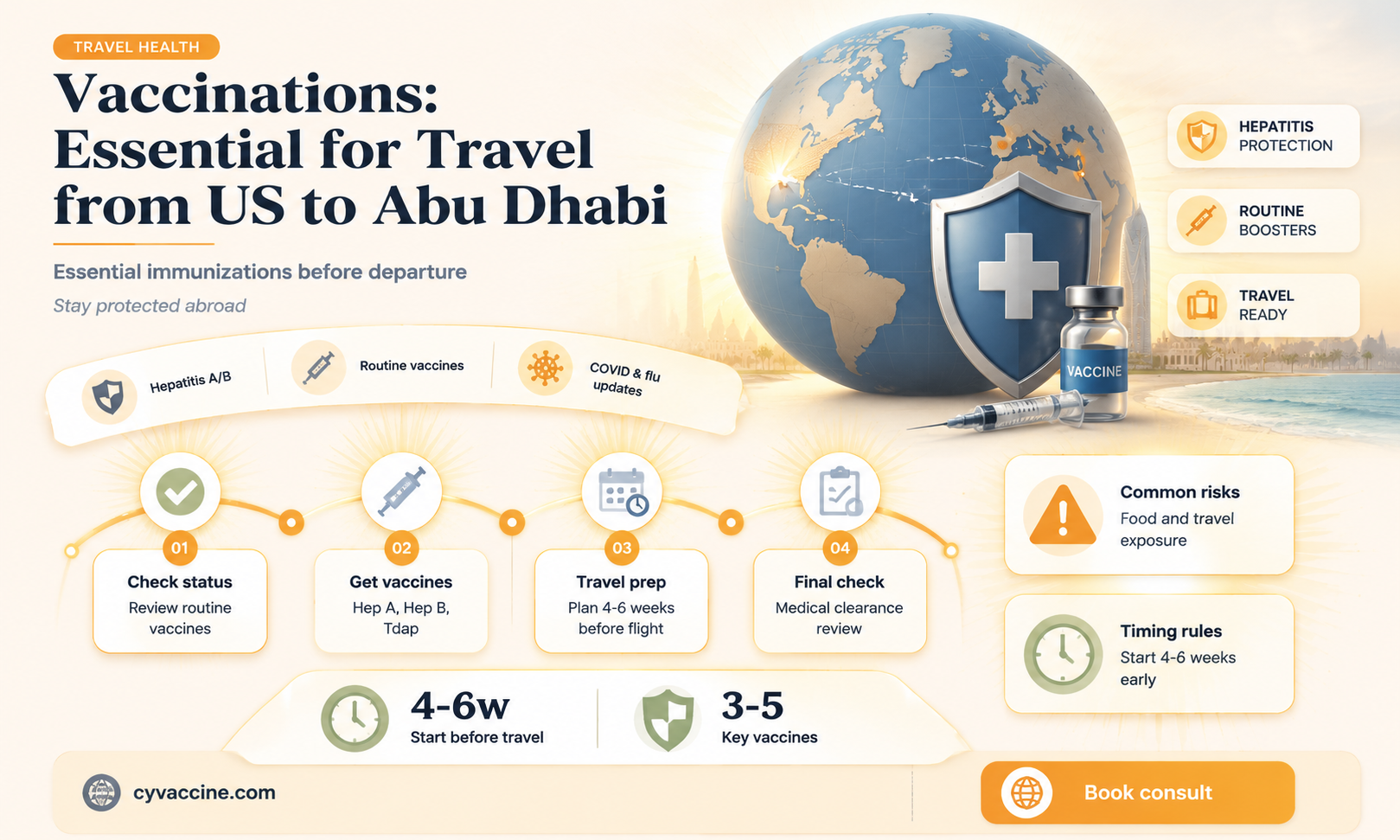 are vaccinations reauired when leaving the us for abudhabi