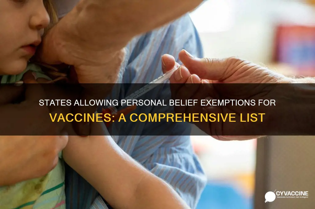 what 17 state allow personal belief exemption for vaccines