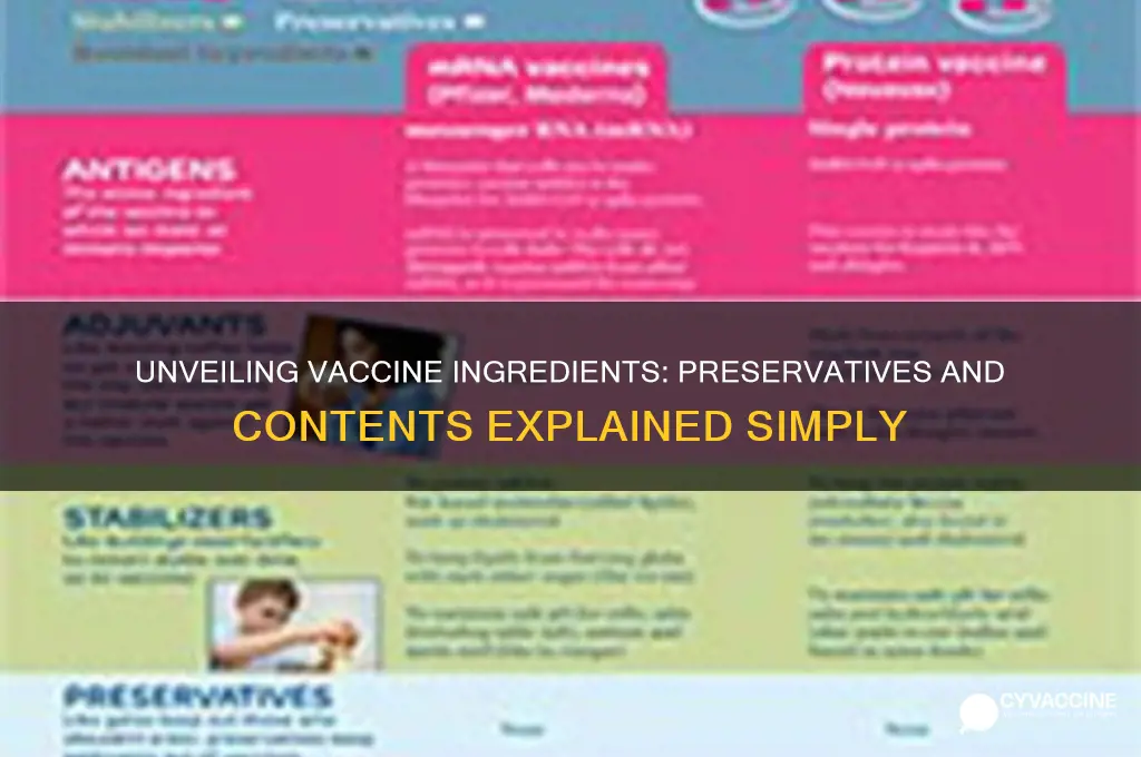 what all preservatives and contents are in vaccines
