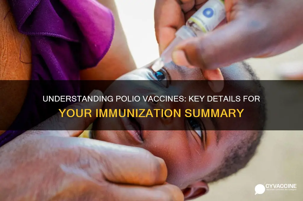 what are considered polio vaccines on the immunization summary