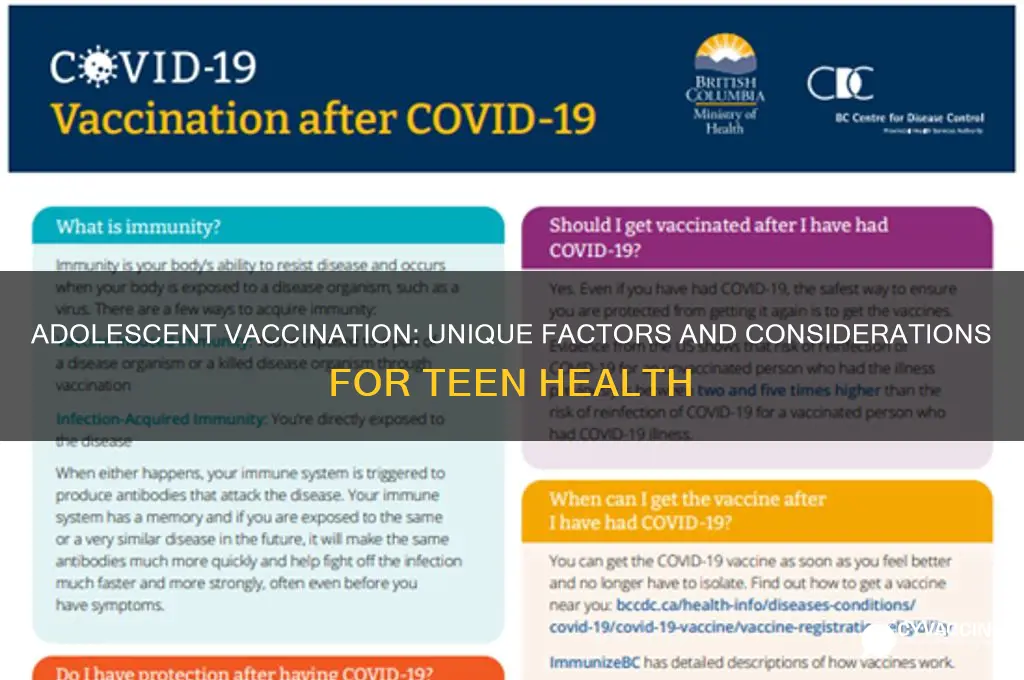 what are special considerations for adolecents receiving vaccines