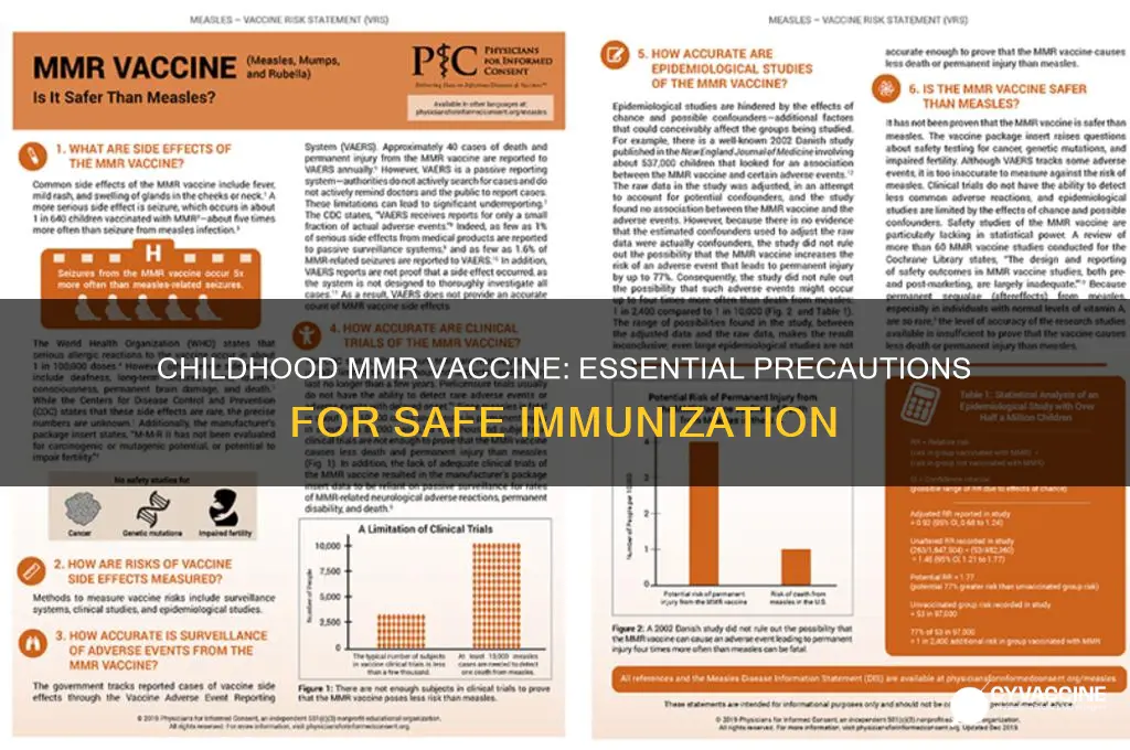 what are teh precaustion for childhood mmr vaccine