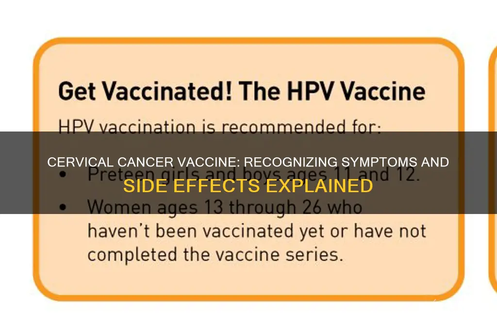 what are the symptoms of cervical cancer vaccine