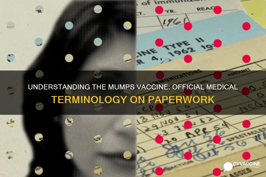 what does the doctor call the mumps vaccine on paperwork