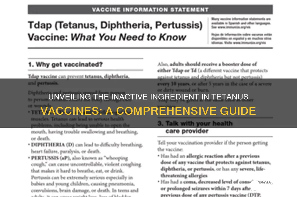 what inactive ingredient is in the tetanus vaccine