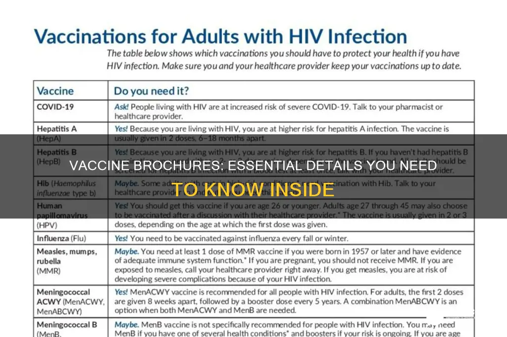 what information iis contained in all vaccine brochures