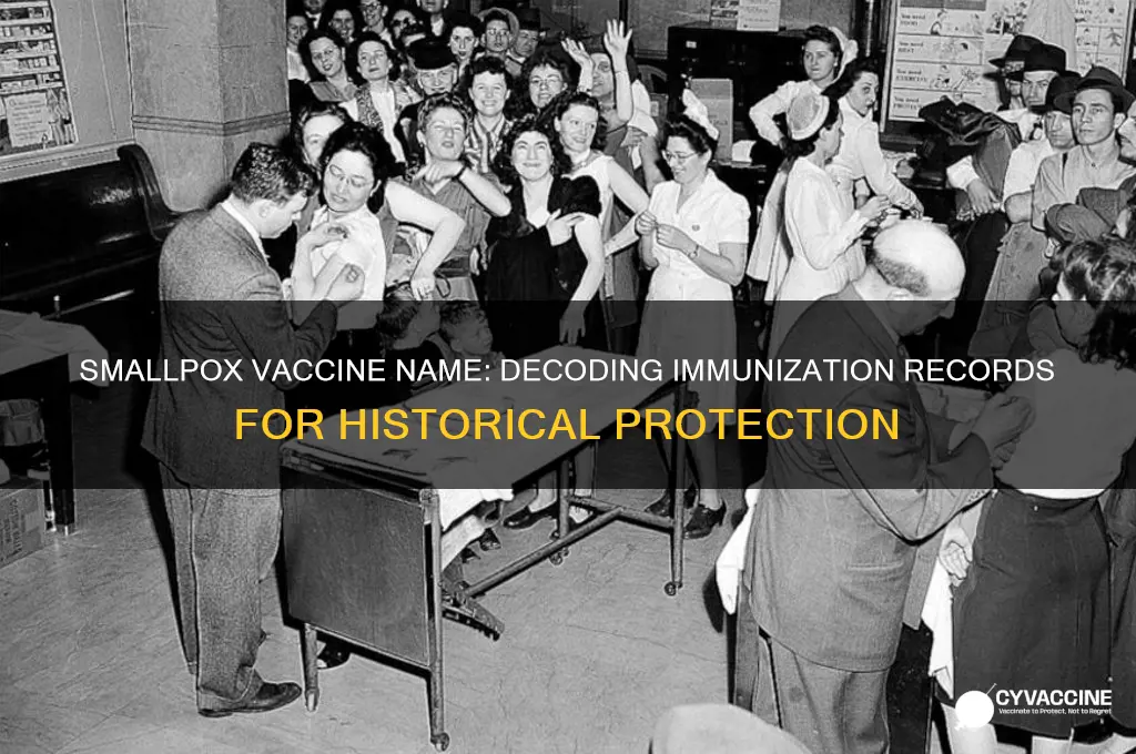 what is smallpox vaccine called on immunization records