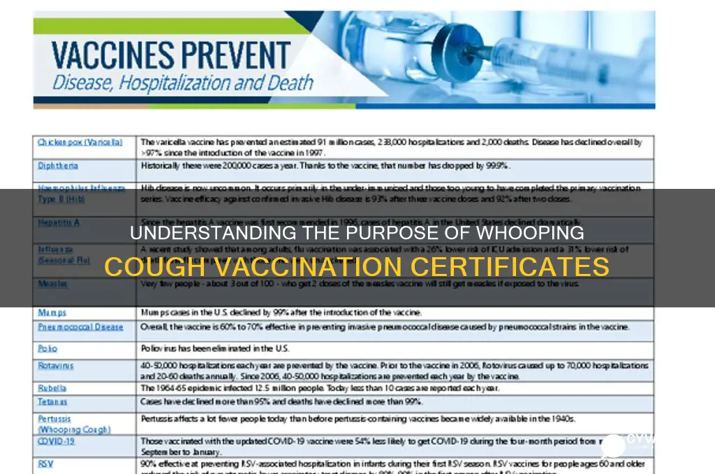 what is the certificate of vaccination for whooping cough for