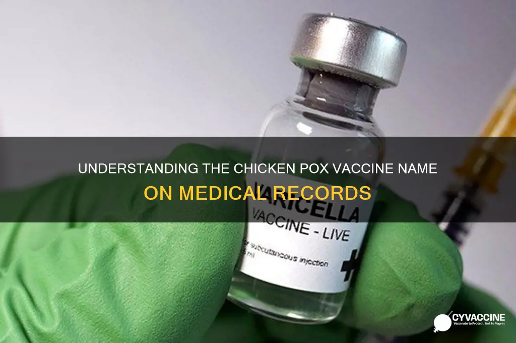 what is the chicken pox vaccine called on records