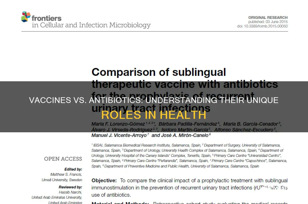 what is the difference between a vaccine and a antibiotic