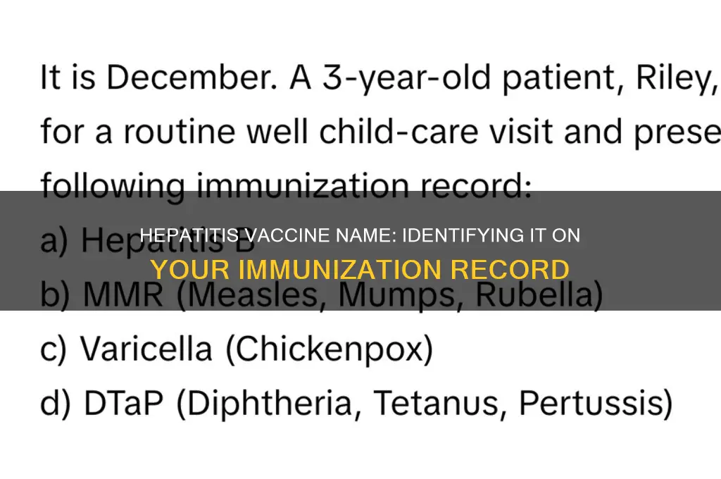 what is the hapatitis vaccine called on an imunization sheet