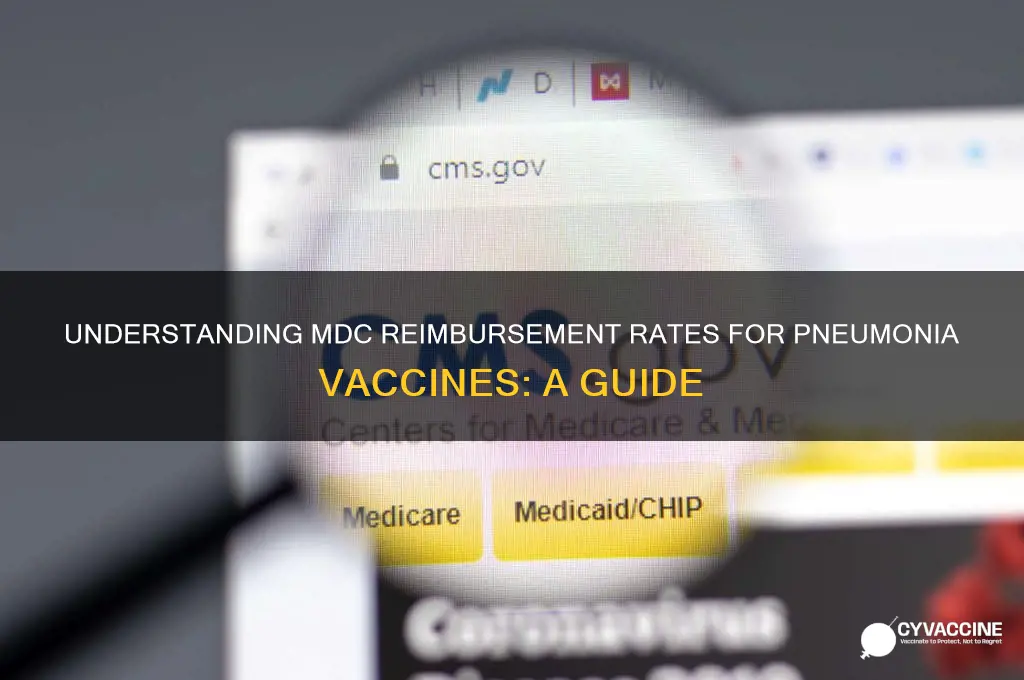 what is the mdc reimbursement for a pneumonnia vaccine