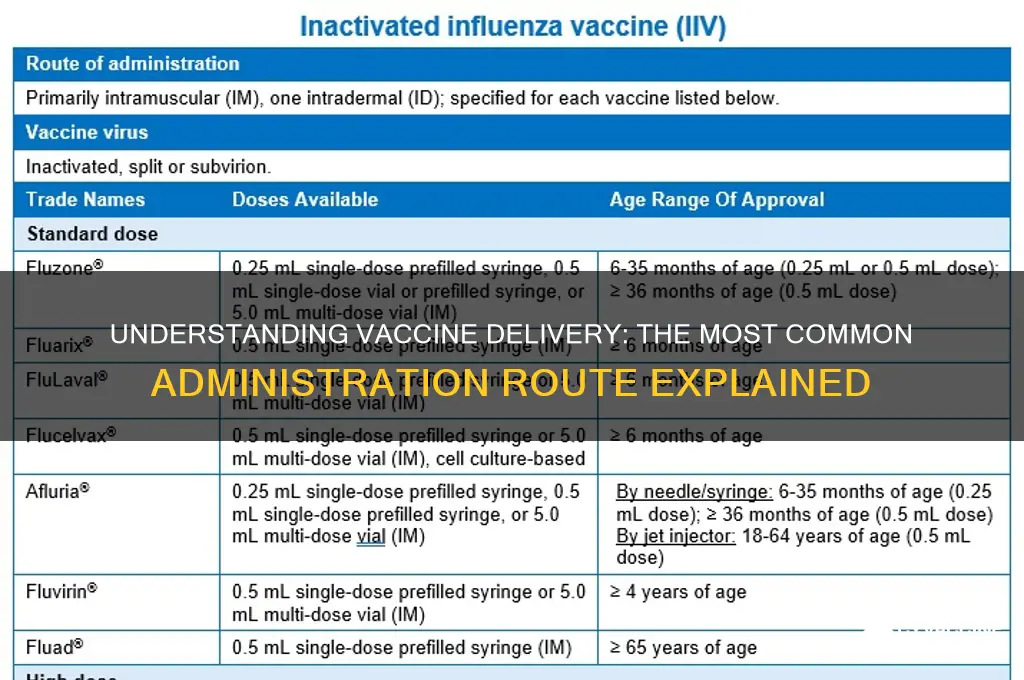 what is the most common route of administration for vaccines