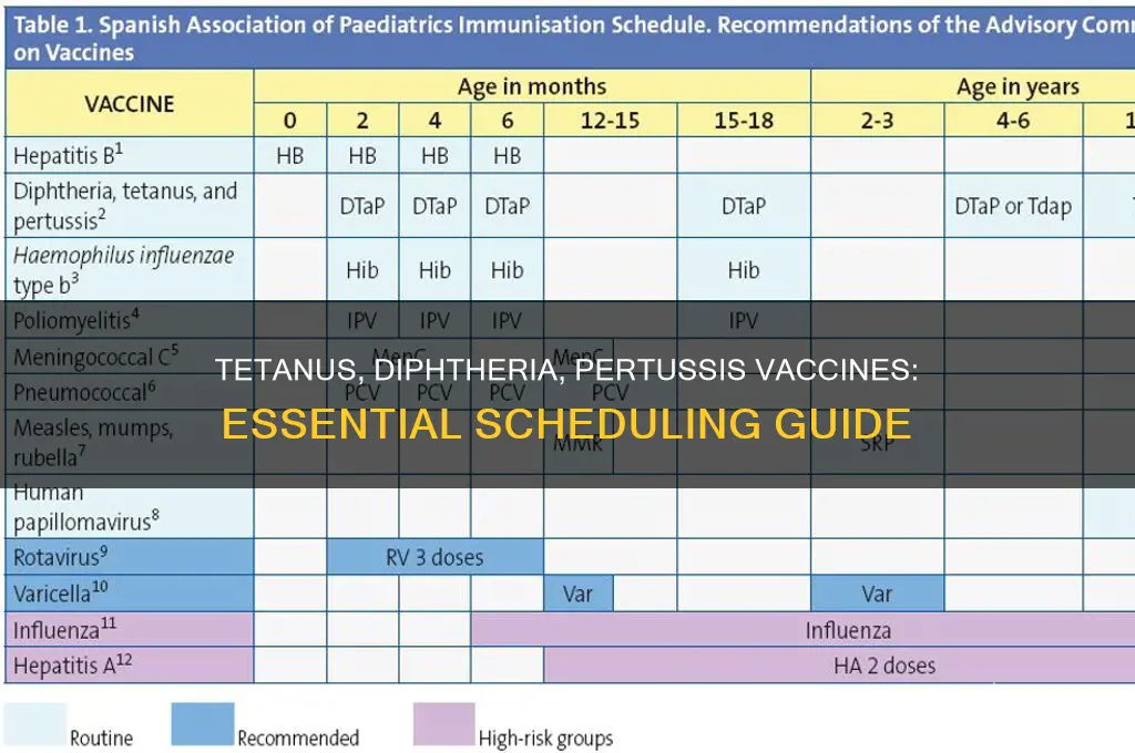 what is the schedule for tetanus diphtheria and pertussis vaccines