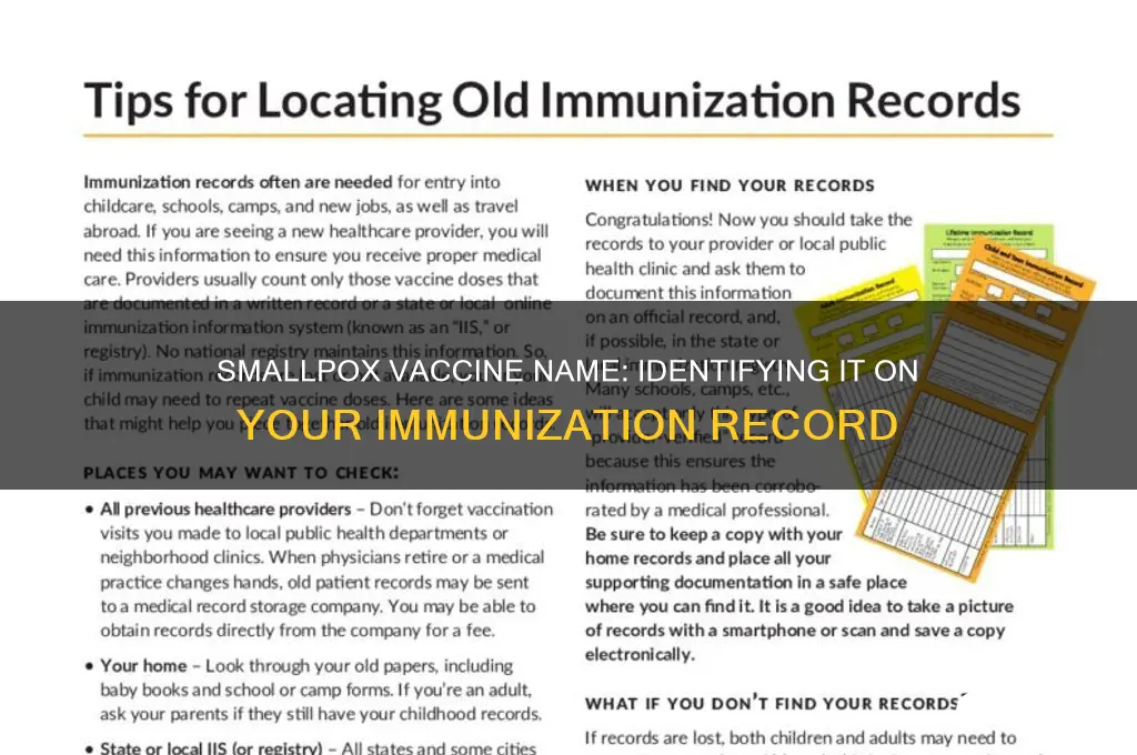 what is the smallpox vaccine called on shot record