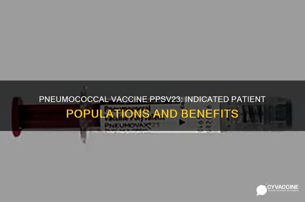 what patient population is the pneumococcal vaccine ppsv23 indicated for