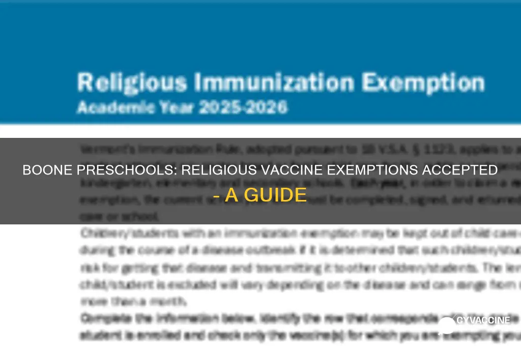 what preschools in boone accept religious exemption for vaccines