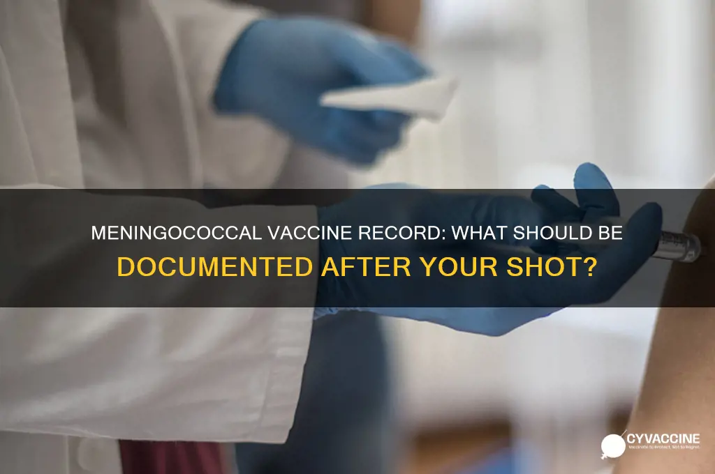 what should my record say if i got meningococcal vaccine