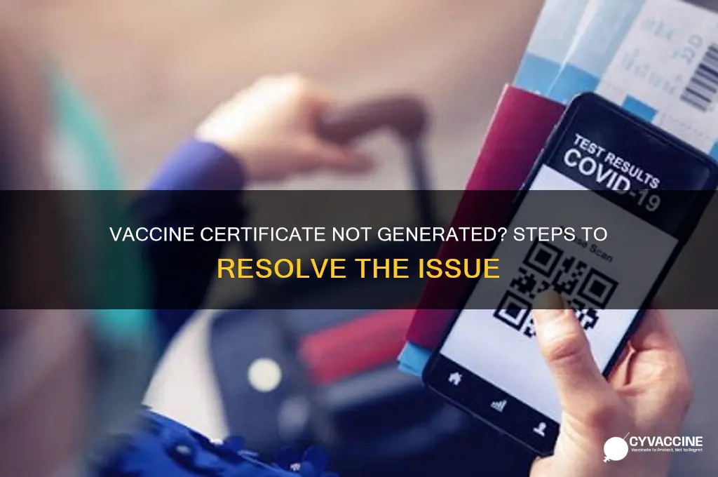 what to do if vaccine certificate is not generated
