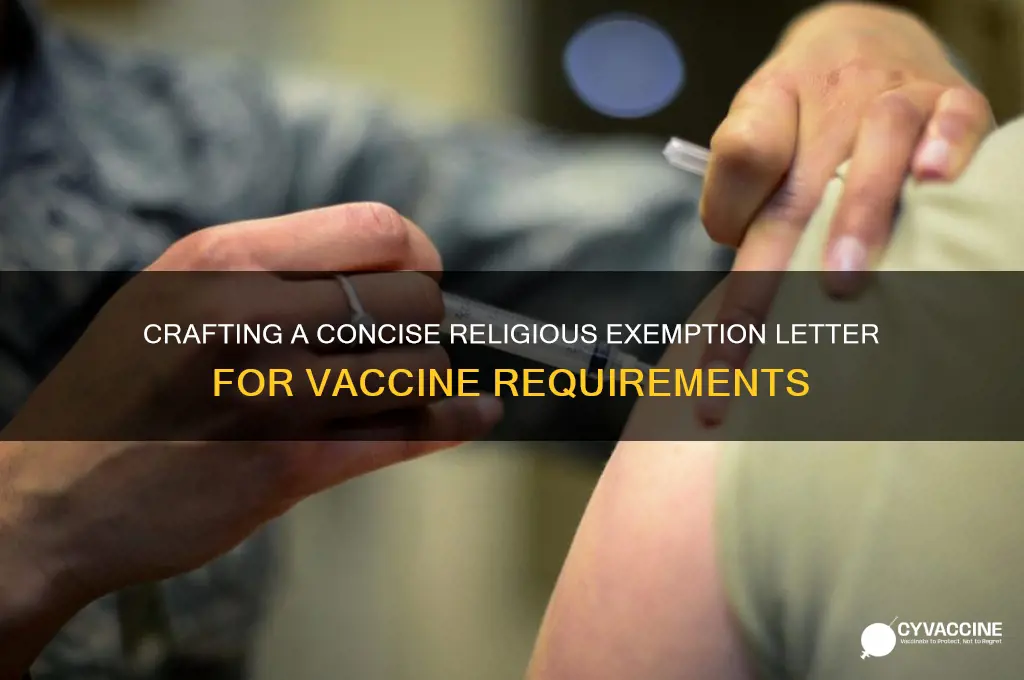 what to write for relifgious exemption for vaccines short