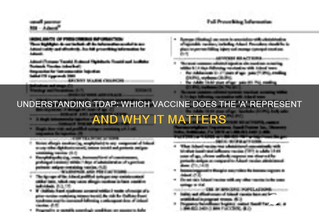 what vaccine is the a for in tdap