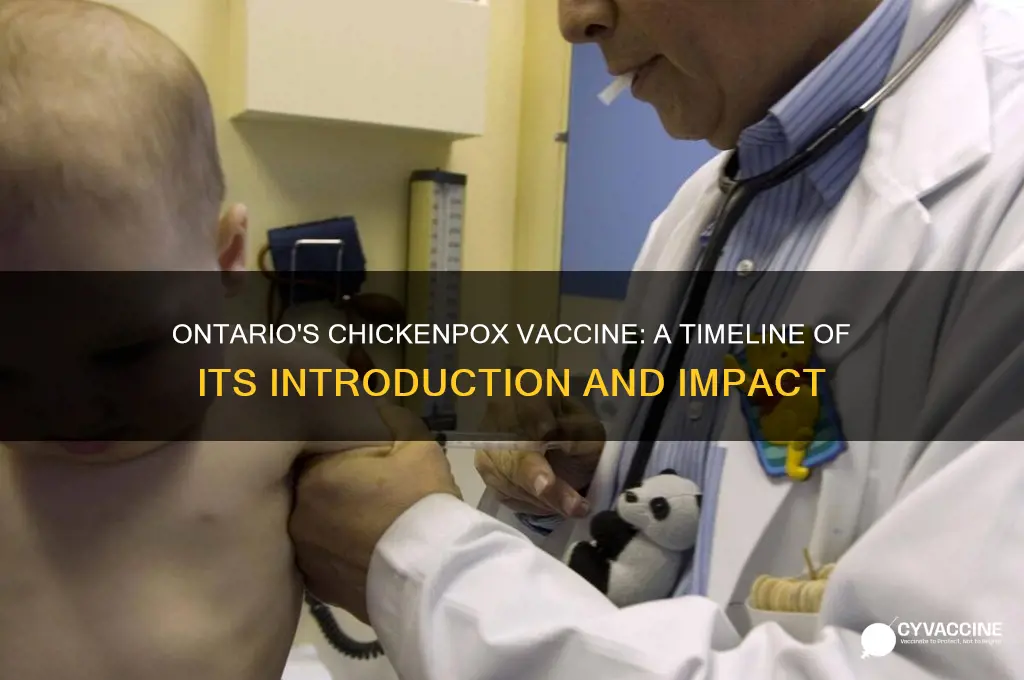 when did chicken pox vaccine start in ontario