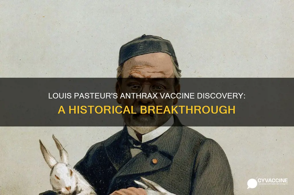 when did louis pasteur discovered the vaccine for anthrax