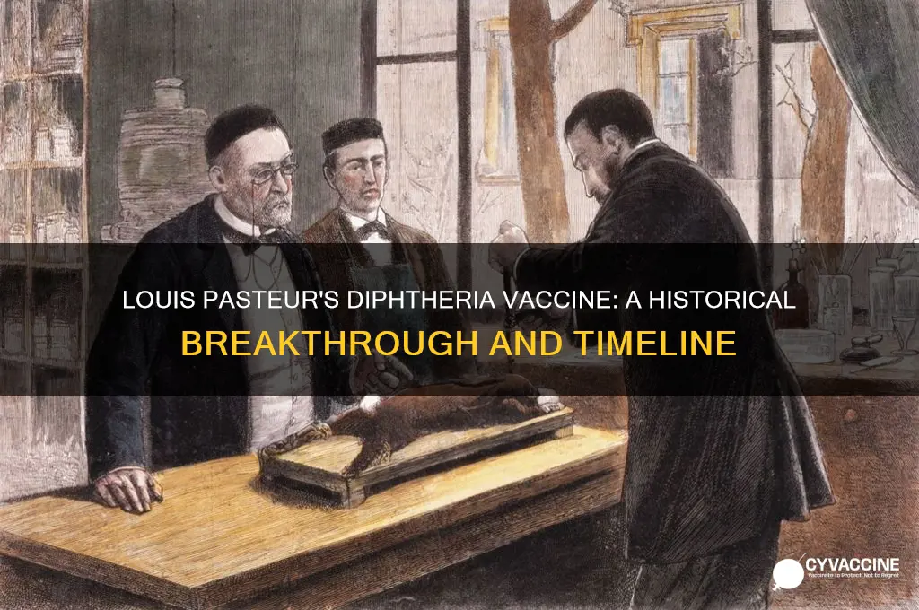 when did louis pasteur invent the vaccine for diphtheria
