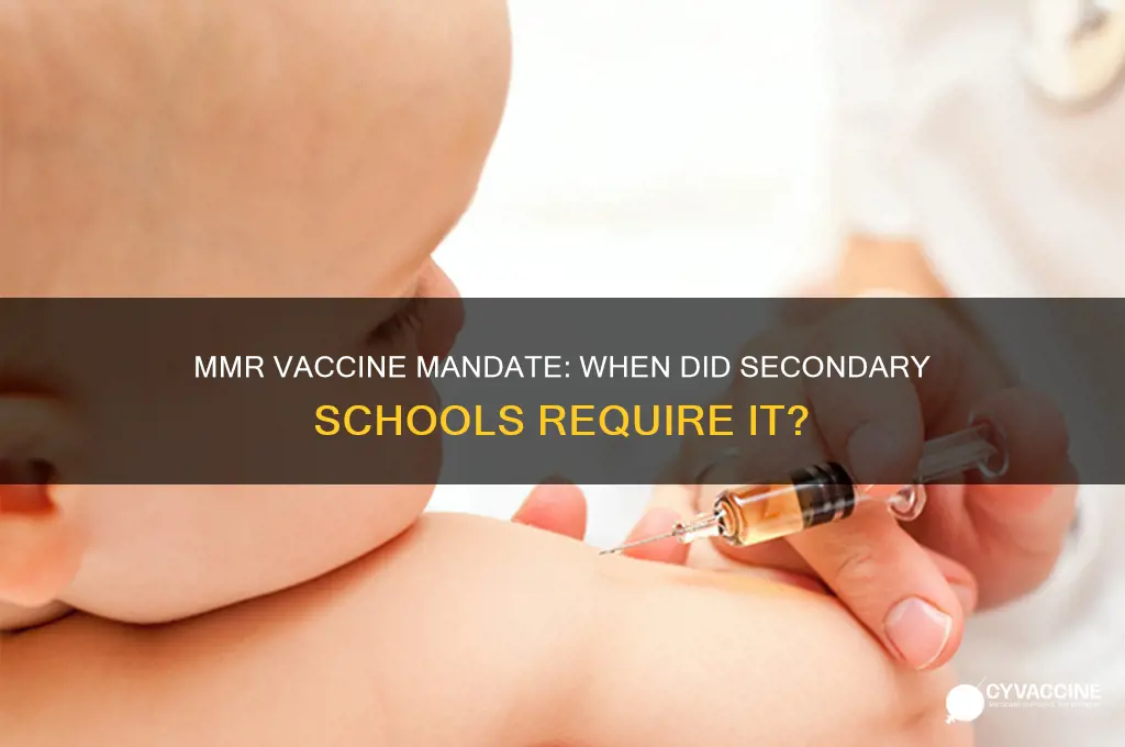 when did mmr vaccine become mandatory for secondary education