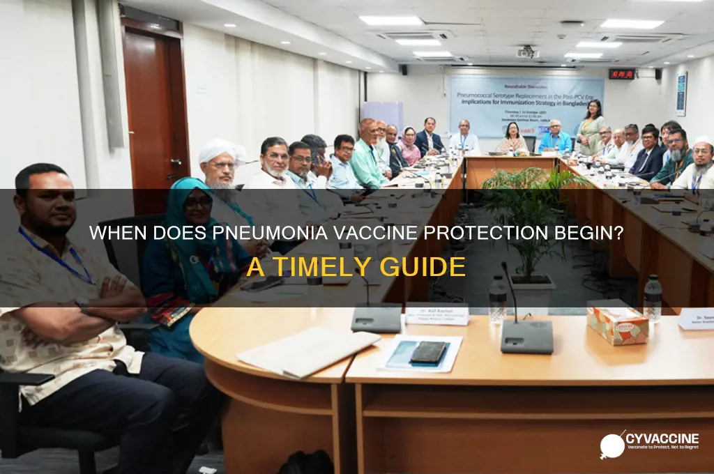 when do the pneumonia vaccine srart protecting me