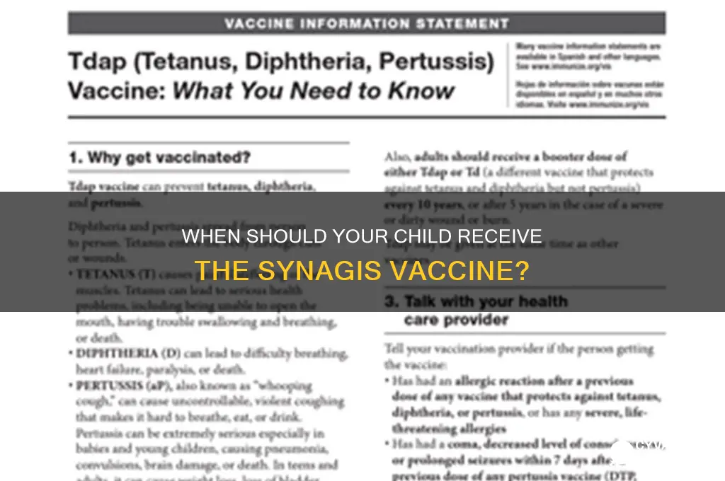 when does a child receive the synagis vaccine