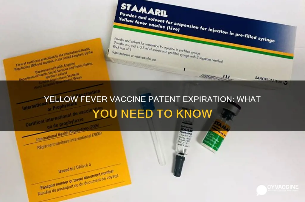 when does the yellow fever vaccine patent expire