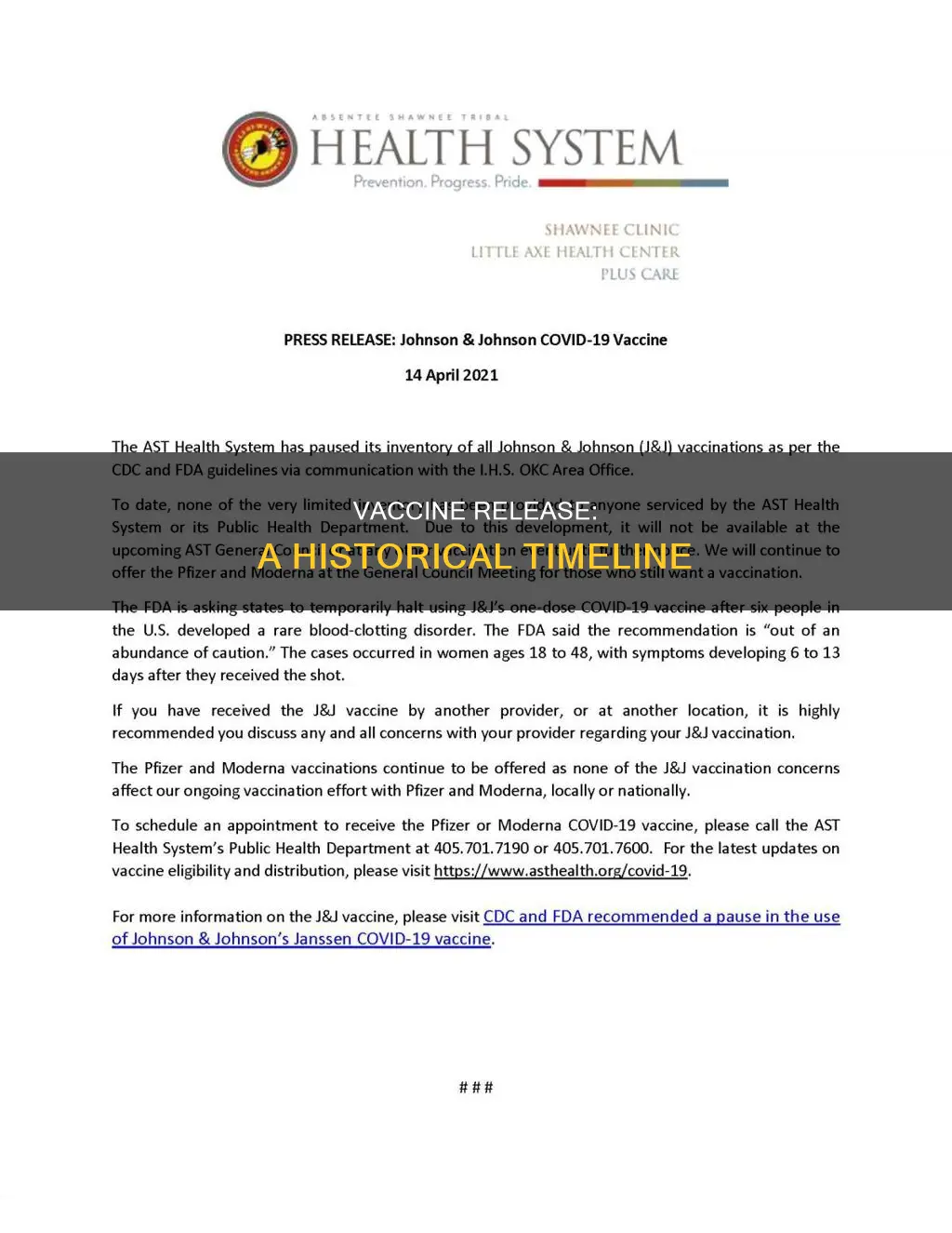 when was the vaccine released to the public