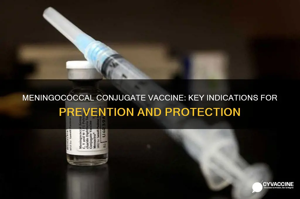 which is an indication for the meningococcal conjugate vaccine