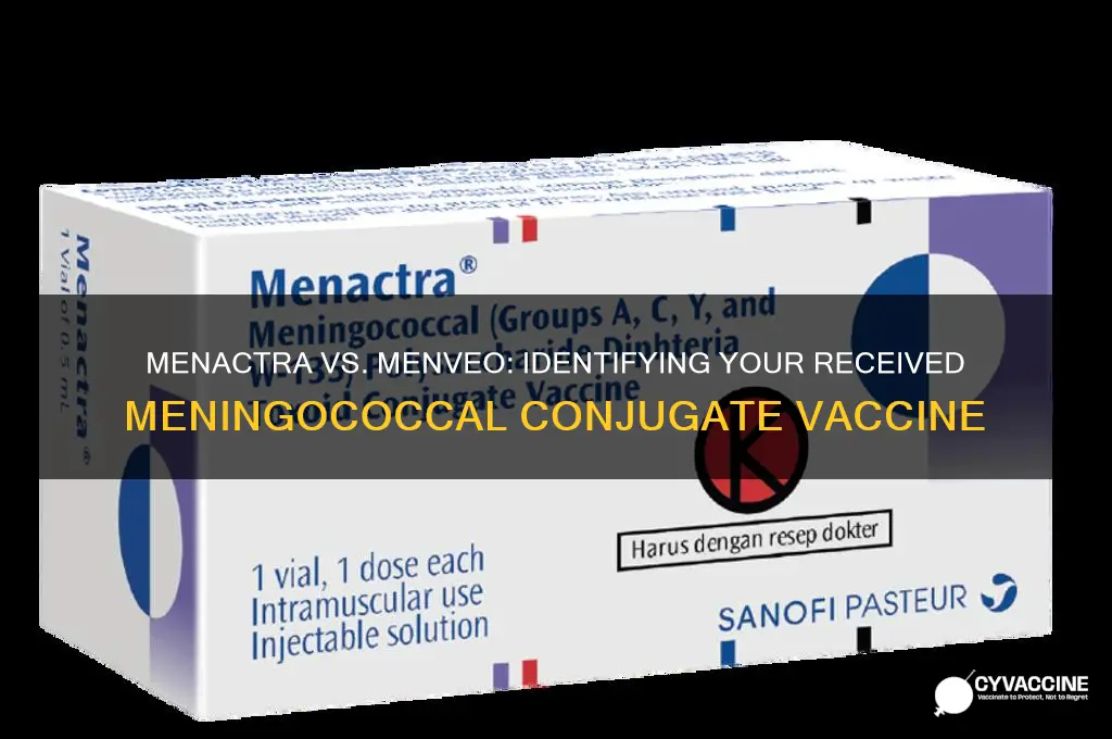 which meningococcal conjugate vaccines did i receive menactra or menveo