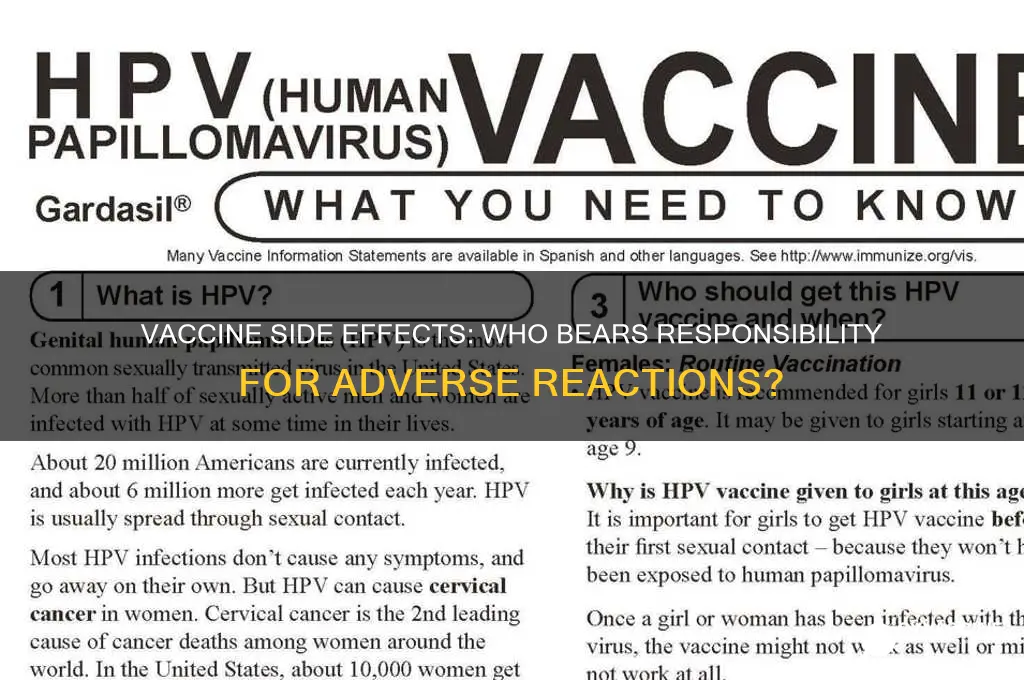 who is responsible for adverse affects for vaccinations
