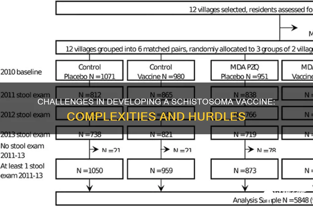 why is it difficult to develop vaccine against schistosoma